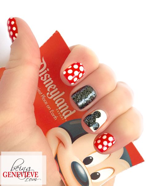 Magical Mickey | Being Genevieve  Step-by-step tutorial on how to create this cute disney nail art design. Come see how to make the Mickey silhouette sparkle. . . Mouse Nail Art, Mickey Mouse Nail Art, Nails March, Mickey Nails, March Nails, Kutek Disney, Nagellack Trends, Nail Art Disney, Nails For Kids