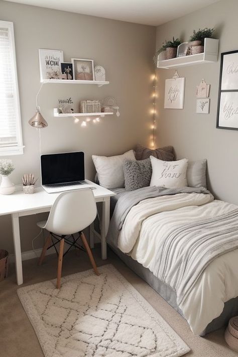 Room Ideas Aesthetic Small Rooms, Really Small Bedroom Ideas, Ideas De Cuartos Aesthetic, Mini Room Ideas, Bedroom Setup Ideas Layout, Bedroom Ideas For Teenage Girl Rooms, Small Room Makeover, Bedroom Ideas For Small Rooms Cozy