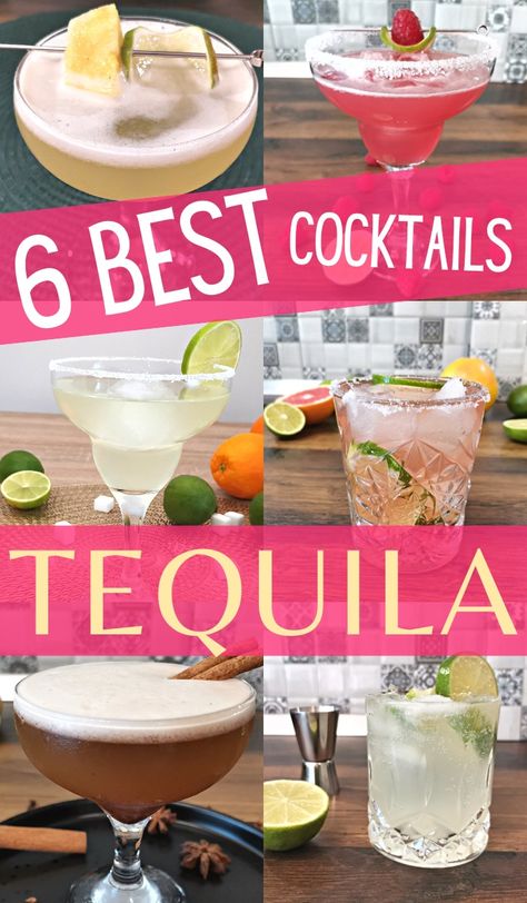 Top 6 Tequila Cocktails - Foodiosity Tequila Drinks At The Bar, Easy Cocktail Recipes Tequila, Easy Tequila Drinks Simple Cocktail Recipes, Mixers For Tequila, Tequilla Cocktails, Classic Tequila Cocktails, Reposado Tequila Cocktails, Raspberry Margarita, Tequila Reposado Cocktails