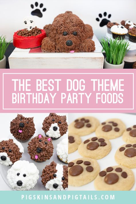 Puppy Dog Theme Birthday Party - Pigskins & Pigtails Dog Shaped Cake, Girl Dog Birthday Party, Puppy Birthday Party Theme, Dog Theme Birthday Party, Puppy Party Theme, Puppy Birthday Cakes, 9th Birthday Party, Birthday Puppy, Dog Themed Birthday Party