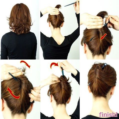 How to use hair sticks Layered Bob Curly Hair, Layered Bob Curly, Bob Curly Hair, French Twist Hair, Short Hairdos, Fesyen Rambut, Short Braids, Super Hair, Layered Bob