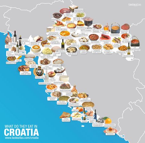 What's the secret of this mighty little Croatia?  This might be the answer! www.tasteatlas.com/croatia Croatia Food, Food Map, Around The World Food, Croatia Holiday, Foreign Food, Visit Croatia, Croatian Recipes, Cruise Destinations, Country Maps