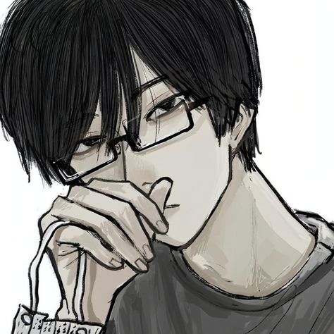 Anime Glasses Boy, Gothic Girl Art, Anime Boy Sketch, Boy Drawing, Profil Anime, Cute Profile Pictures, Anime Drawings Boy, Art Icon, Boy Art