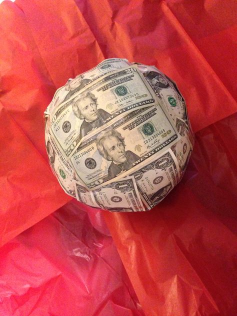 Volleyball - money- dollar bills Senior Volleyball Baskets, Basketball Money Gift Ideas, Gift Baskets For Volleyball Coaches, Senior Gift Ideas High School Sports Basketball, Senior Night Gift Ideas Volleyball, Money Dollar, Football Birthday Party, Volleyball Gifts, Dollar Bills