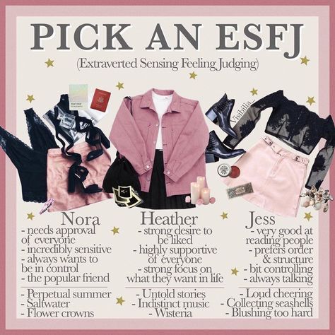 𝐌𝐚𝐡𝐚𝐥𝐢𝐚 🌼 on Instagram: “16 𝙥𝙚𝙧𝙨𝙤𝙣𝙖𝙡𝙞𝙩𝙞𝙚𝙨: 𝙀𝙎𝙁𝙅 Are you an ESFJ? Which girl would you pick? • I’m definitely Heather! • Ahhh this series is almost to an end! I must…” Esfj Aesthetic, Artsy Style Outfits, Niche Aesthetic, 90’s Outfits, Mbti Character, Myers–briggs Type Indicator, Artsy Style, Myers Briggs Type, 16 Personalities