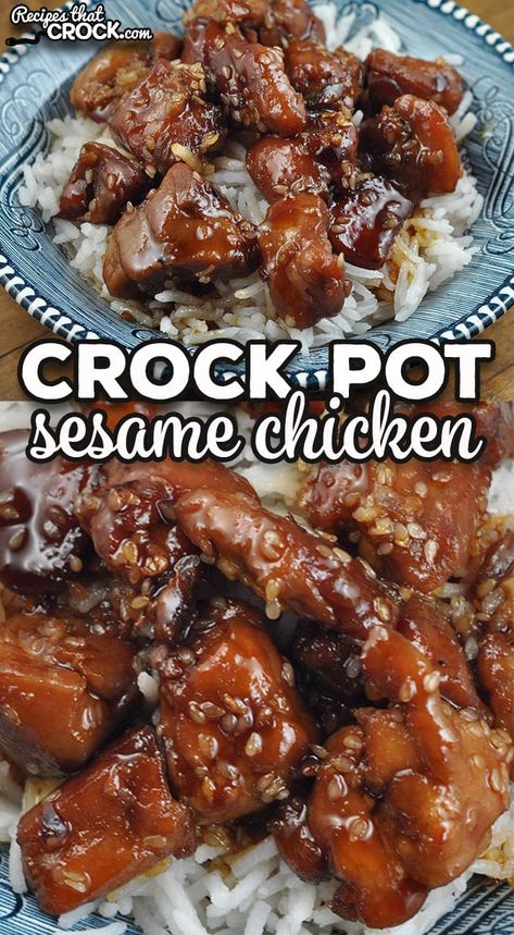 Crock Pot Sesame Chicken, Asian Crockpot Chicken, Chicken Thighs Slow Cooker Recipes, Crock Pot Chinese, Sesame Chicken Crockpot, Teriyaki Chicken Crock Pot, Crockpot Chicken Thighs, Crockpot Chicken Breast, Simple Family Meals