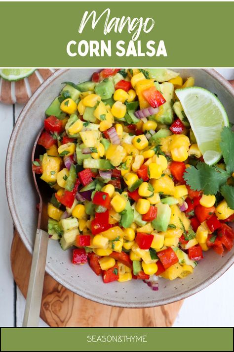 Mango Corn Salsa Mango Corn Salsa, Lemon Basil Chicken, Summer Salsa, Bowls Recipes, Capers Chicken, Corn Salsa Recipe, Healthy Bowls Recipes, Slow Cooker Pasta, Cowboy Caviar