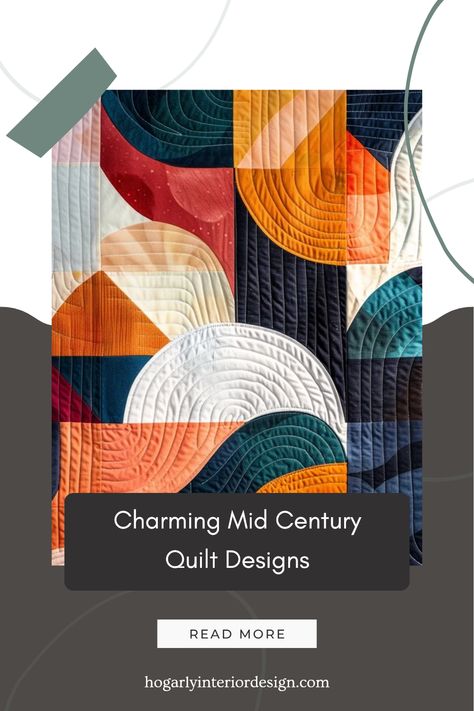 This pin showcases charming Mid Century quilt designs and textile decor ideas suitable for adding retro flair to any space. Perfect for quilting enthusiasts and vintage lovers, it highlights ideas using one captivating quilt image. Modern Abstract Quilt Patterns, Vintage Geometric Pattern, Abstract Quilt Patterns, Mid Century Modern Quilt, Dining Room Colour Schemes, Sleek Decor, Nostalgic Vibes, Bedroom Colour Palette, Abstract Quilt