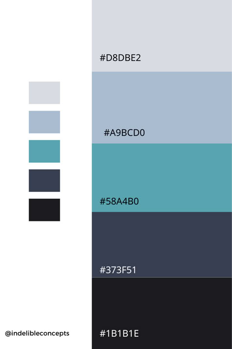 Blue, Teal and Black Color Palette #blue #grey #teal #black #graphicdesign #femalebusinessowner #branddesign #brandingtips #art #colors Teal Charcoal Color Palette, Teal And Black Color Palette, Teal Black Color Palette, Teal Gray Color Palette, Blue Teal Color Palette, Teal Blue Color Palette, Mom Branding, Blue And Grey Color Palette, Charles Alexander