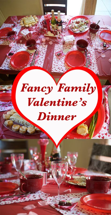 Family Friendly Fancy Valentine Dinner - such a fun tradition for Valentine's Day and then can avoid the crowded restaurants too! Family Valentines Dinner, Selamat Hari Valentine, Valentines Food Dinner, Valentine's Dinner, Family Valentines Day, Healthy Valentines, Dinner Family, Valentine Desserts, Valentine Dinner