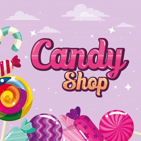 Poster of candy shop with frame caramels | Premium Vector #Freepik #vector #cartoon #cute #shop #candy Magic Chocolate, Candy Logo, Rainbow Lollipops, Candy Poster, How To Melt Caramel, Birthday Wishes Greetings, Long Haram, Girly Wallpapers, Vector Poster