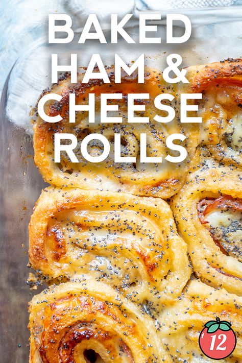 Baked Ham and Cheese Rolls | 12 Tomatoes Baked Ham And Cheese Rolls, Ham And Cheese Crescent, Ham And Cheese Rolls, Tomatoes Recipes, Cheese Crescent Rolls, Cheese Rolls, Breakfast Casseroles, Ham And Cheese Sandwich, Baked Rolls