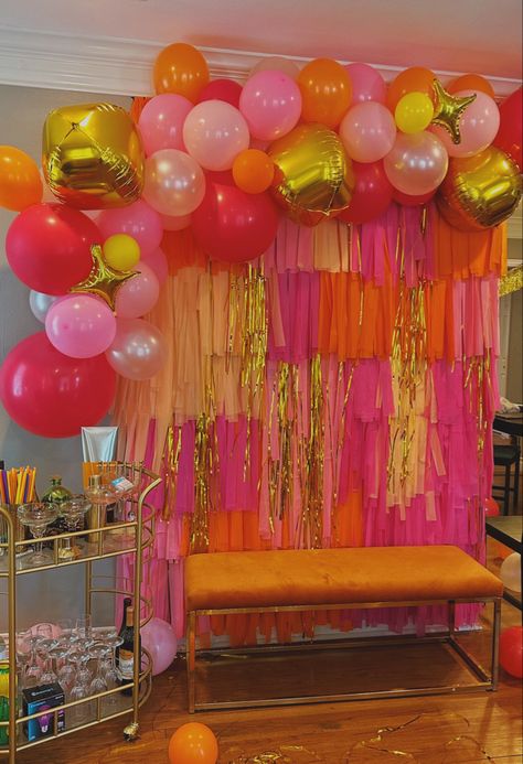 21st Photo Wall, 30th Birthday Backdrop Ideas, Grad Party Photo Backdrop, 21st Birthday Backdrop, Princess Jasmine Birthday, Birthday Backdrops, Sunset Party, Jasmine Birthday, Gender Reveal Party Theme