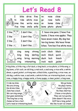 Let's Read 8 Days Worksheet, S Worksheet, Phonetic Symbols, Remedial Reading, Phonics Reading Passages, Reading Comprehension Kindergarten, Kindergarten Reading Worksheets, Reading For Beginners, Preschool Reading