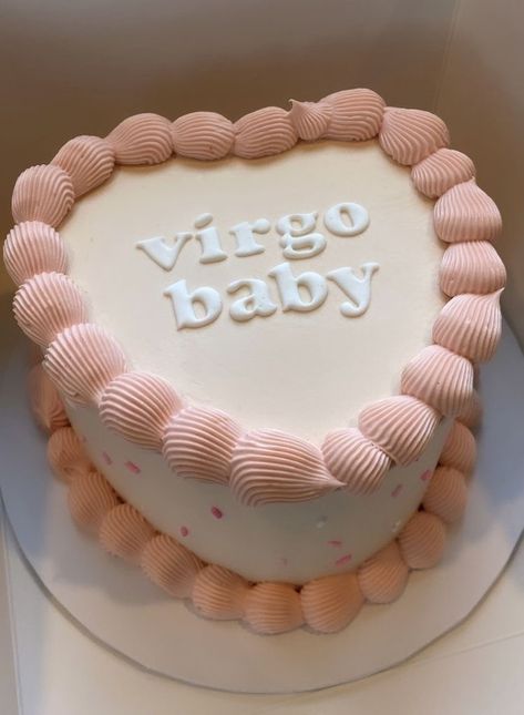 Virgo Szn Birthday Cake, Pink Virgo Cake, Virgo Birthday Cake Ideas, Virgo Bday Cake, 13 Cake Birthday Girl, Bizcocho Aesthetic, Virgo Szn Cake, Pastel Pink Birthday Cake, Birthday Cake 20th Girl