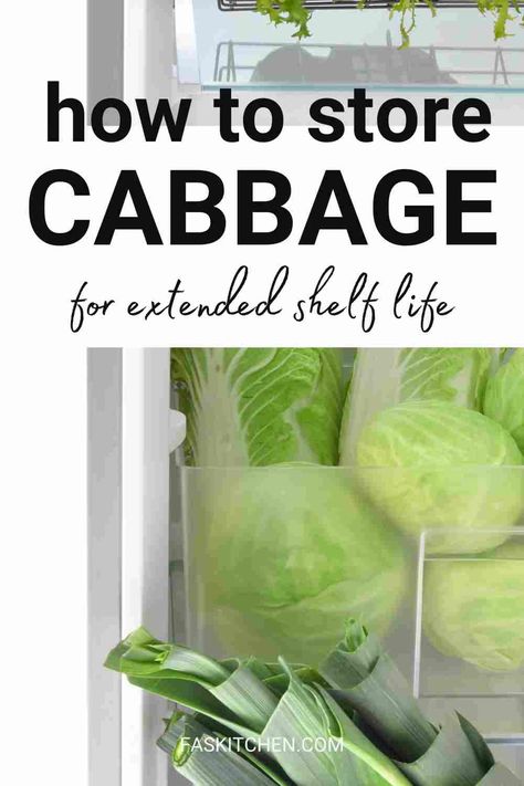 Maximizing Freshness: The Ultimate Guide to Storing Cabbage for Extended Shelf Life | How To Store Cabbage - Fas Kitchen Cabbage Storage, Storing Cabbage, How To Store Cabbage, Freezing Cabbage, Chinese Cabbage, Green Cabbage, How To Store, Red Cabbage, Shelf Life