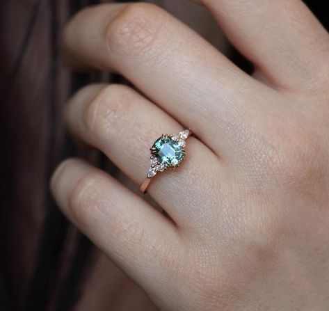 Mint Green Sapphire Ring Cushion Sapphire Diamond Ring | Etsy Mint Sapphire Engagement Ring, Green Sapphire Engagement, Green Sapphire Engagement Ring, Green Sapphire Ring, Cushion Cut Engagement, Future Engagement Rings, Ring Cushion, Buying An Engagement Ring, Cushion Cut Engagement Ring