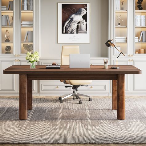 Wood Executive Desk, 62.99 Sturdy Computer Desk Conference Table Tribesigns