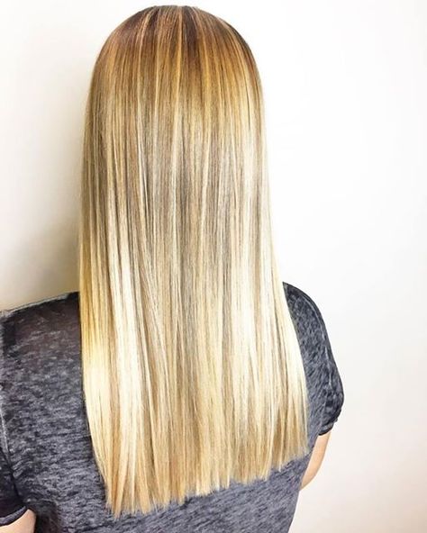 blonde balayage + one length haircut One Length Haircut, One Length Haircuts, One Length Hair, Shoulder Haircut, Blowdry Styles, Long Shag Haircut, Brown Hair Dye, Blonde Hair With Highlights, Trendy Hair Color