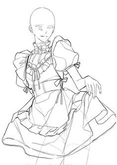 Maid Drawing Base, Maid Pose Reference Drawing, Maid Drawing Reference, Nurse Pose Reference, Body Base Drawing Pose Reference 2 People, Maid Poses Reference, Woman Drawing Base, Maid Reference, Maid Pose