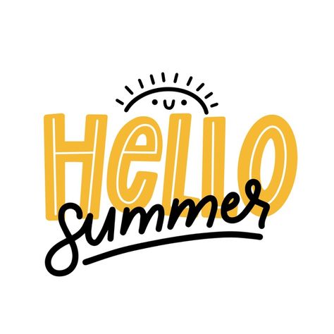 Minimalist hello summer lettering | Free Vector Hello Logo Design, Hello Logo, Summer Lettering, Summer Typography, Summer Font, Summer Logo, Tropical Poster, Sublimacion Ideas, Farmhouse Vibes