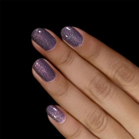 Jell Nails Designs Short, Ilnp Polish, Purple Gel Nails, Shimmer Nail Polish, Nail Color Trends, Nail Shimmer, Short Nails Art, Sparkle Nails, Colorful Nail Designs