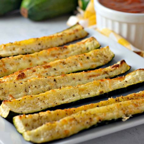 Zucchini Spears, Grilled Shrimp Seasoning, Roasted Zucchini Recipes, Bacon Pea Salad, Roasted Zucchini And Squash, Easy Summer Side Dishes, Zucchini Chips Baked, Roasted Zucchini, Marinated Vegetables