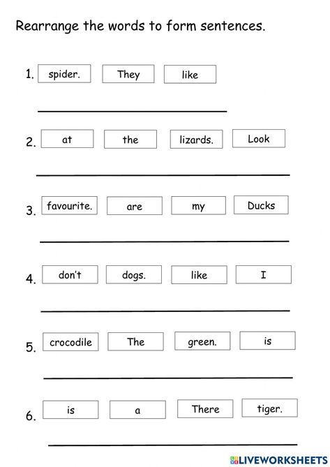 Rearrange the words to form sentences worksheet Rearranging Words To Make Sentences, Sentence Forming Worksheet, Rearrange The Words To Make A Sentence, Forming Sentences Worksheets, Constructing Sentences Worksheets, Rewrite The Sentences Worksheet, Sentences Worksheet Grade 2, Rearrange Sentences Worksheets, Kid Worksheets