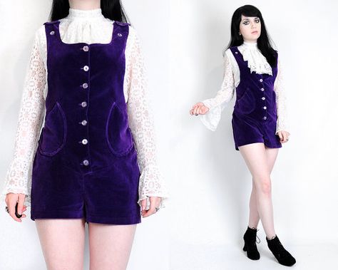 Vtg 60s 70s Aristos of Carnaby Street Purple Velvet by velvetcave Velvet Playsuit, 2018 Outfits, Horror Clothes, Carnaby Street, London Boutique, Vintage Horror, Purple Velvet, Winter Style, Playsuit