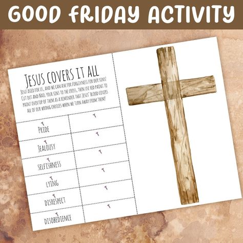 Good Friday Sunday School Lesson, Good Friday Crafts For Kids, Good Friday Kids Activities, Good Friday Activities For Kids, Good Friday Activity, Good Friday Activities, Lent Activities, Passover Food, Good Friday Crafts