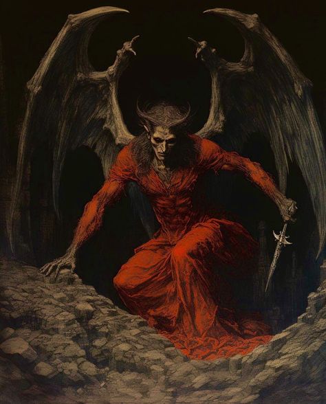 Art of a fallen angel
Lucifer painting 
Vampire art Demon Angel, Favorite Aesthetic, Arte Peculiar, Dark Wings, Dark Artwork, Occult Art, Cover Art Design, Demon Art, Dark Art Illustrations