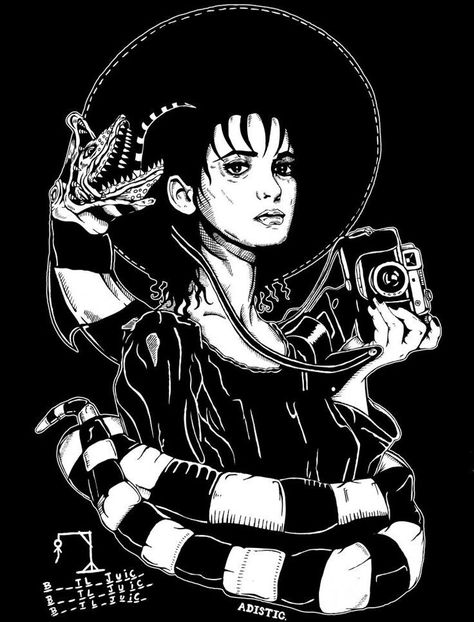 Lydia Deetz Lydia Deetz Beetlejuice, Beetlejuice Tattoo, Lydia Beetlejuice, Tim Burton Tattoo, Tim Burton Art, Lydia Deetz, Tim Burton Films, Tim Burton Movie, Poses References