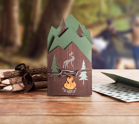 Mountain Card, Camping Cards, Wedding Cards Handmade, Father's Day Cards, Cricut Cards, Cricut Fonts, Quilling Cards, Cricut Design Space, Christmas Card Design