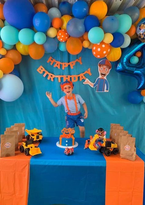 Meeka Birthday Party, Blippi Birthday Party Decorations, Blippi Backdrop, Blippi Birthday Party, Blippi Party, 2nd Birthday Party For Boys, Boy Birthday Party Themes, 2nd Birthday Party Themes, Kids Birthday Theme