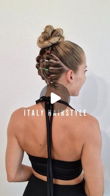 Poppy ✨️♏️ on Instagram: "DO YOU LIKE THIS UPDO ?! Save it to try it later 🫶 Using the Beauty Wonder Styling Cream from @schwarzkopf  .  .  #volleyball #volley #volleyball🏐 #volleyballgirls #braidhack #braidedhair #braidedhairstyles #pullthroughbraid #updohairstyles #braidinspo #festivalhair #festivalhairstyles #funhair #funhairstyles #coiffure #hair #hairstyle #hairstylevideo #hairstyletutorial #partyhairstyle #hairtutorials #olympics2024 #gymnastics #gymhairstyle" Gymnast Competition Hair, Gymnastics Hair For Practice, Gymnastics Hairstyles, Athletic Hair, Competition Hair, Gymnastics Hair, Pull Through Braid, Gym Hairstyles, Hairstyle Tutorials