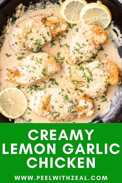 If you're seeking a straightforward yet flavor-packed dish, this creamy lemon garlic parmesan chicken is sure to delight. Made with succulent, tender chicken and a rich parmesan sauce, it’s a one-pan meal you’ll find yourself making again and again. Perfect for busy weeknights, this chicken recipe is a family favorite. Lemon Garlic Parmesan Chicken, Garlic Chicken Crockpot, Lemon Sauce For Chicken, Grilled Broccolini, Side Dishes For Chicken, Quick Chicken Recipes, Lemon Garlic Chicken, Parmesan Sauce, Garlic Parmesan Chicken