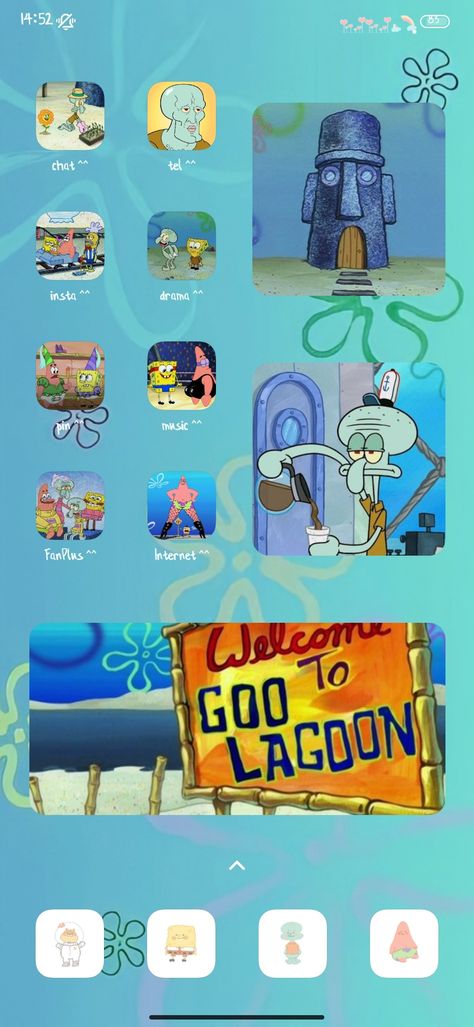 Spongebob Iphone Theme, Spongebob Phone Theme, Spongebob Icons For Apps, Spongebob App Icons, Spongebob Icon, Spongebob Theme, Iphone Layouts, Iphone Themes, Phone Display