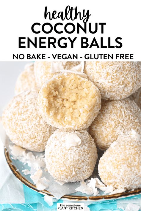 Healthy Pre Workout Snacks, Lemon Energy Balls, Conscious Plant Kitchen, Coconut Energy Balls, Energy Balls Healthy, Snack Balls, Energy Bites Recipes, Preworkout Snack, Coconut Balls