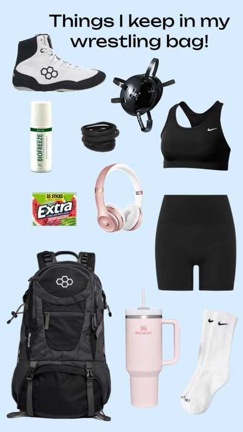 #packmybagwithme #preppy #wrestling #girlswrestling #wrestler Wrestling Diet, Wrestling Workout, Wrestling Outfits, Cool Hairstyles For Girls, Wrestling Gear, Wrestling Mom, Wrestling Shoes, Handbag Essentials, Martial Arts Workout