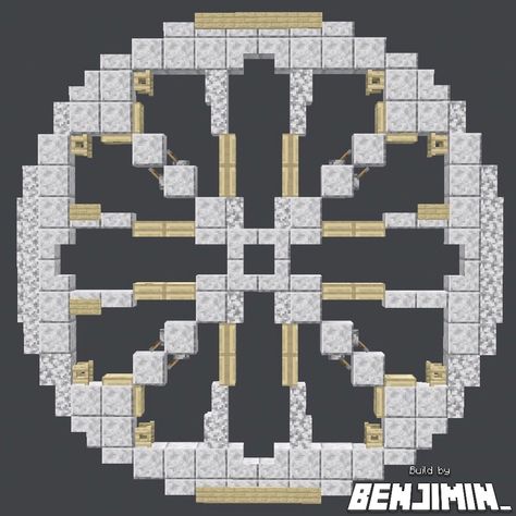 15.5 diameter Rose Windows! 🔥 But with a 2x2 center 🧍‍♂️ How 15.5 block wide diameter? I look at blocks in pixels which allows me to, with the use of stairs, walls, slabs, skulls, trap doors, gates and signs, create even smoother circles and shapes! 💪🏻 Why the 2x2 center? Cause I wanted to challenge myself! I love giving myself a challenge and this certainly was one. I do think I managed pretty well in the end. (Even though some look a bit too square-ish for my taste) 👀 Swipe for full pict... Minecraft Stairs Ideas, Minecraft Stairs, Woodland Mansion, Japanese Style House, Trap Door, Minecraft Stuff, Minecraft Architecture, Minecraft Builds, Minecraft Building