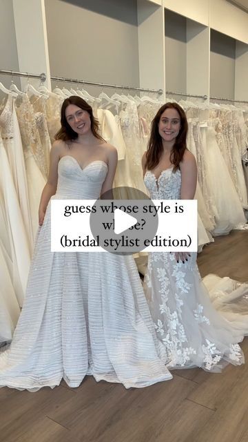 Marcella's Bridal on Instagram: "guess whose wedding dress style is whose✨ Comment below your pick🙌🏼

#bridalstyle #weddingdresses #wedding #bridetobe #bridal #guessthestyle #weddingdressstyle #bridetobe #weddingdressshop #bridalstore #romanticweddingdress #weddingdressinspo" Wedding Dress Try On Outfit, Wedding Dress Style, Classic Bride, Classic Brides, Bridal Stores, Wedding Dresses Romantic, Wedding Dress Shopping, Wedding Dress Styles, Bridal Style