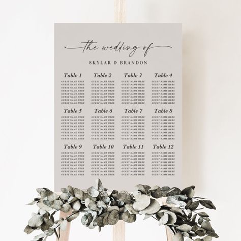 Wedding Guest Seating Chart, Wedding Guest Seating, Guest Seating Chart, Seating Chart Sign, Handwritten Wedding, Wedding Seating Chart Template, Table Assignments, Script Text, Seating Chart Template