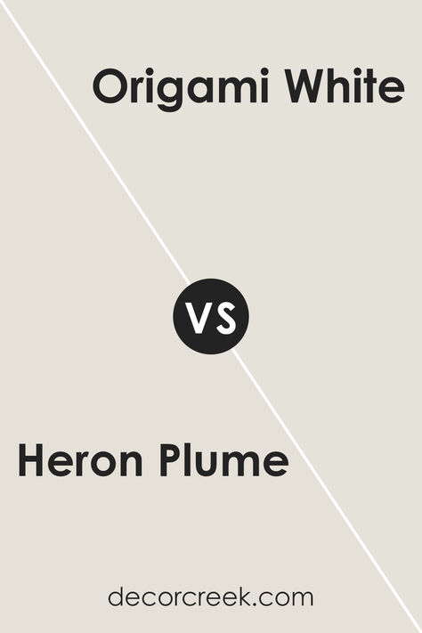 Heron Plume SW 6070 Paint Color by Sherwin Williams - DecorCreek Heron Plume Sherwin Williams, Eider White Sherwin Williams, Heron Plume, White Sherwin Williams, Off White Paint Colors, Eider White, Painting Trim White, Different Vibes, Origami White