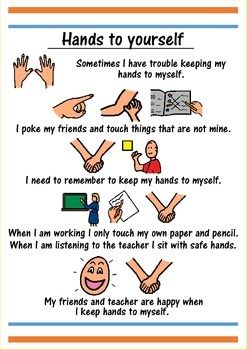 Hands to Yourself Social Story Hands To Self Social Story Free, Gentle Hands Social Story, Safe Hands Visual, Social Stories Free Printables, Mindfullness Activities, Classroom Safety, Nurse Quotes Inspirational, Behavior Interventions, Social Story