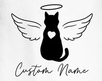 Animal Memorial Tattoo Cats, Cat Who Passed Tattoo, Cat Rip Tattoo, Angel Cat Tattoo Pet Memorials, Cat Memorial Tattoo Ideas, Cat With Angel Wings Tattoo, Angel Cat Drawing, Cat With Wings Drawing, Tattoos For Cats That Passed