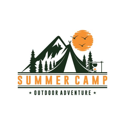 Summer Camp Background Design, Camp Logo Design, Summer Camp Graphic Design, Summer Camp Logo, Vintage Summer Camp, Vintage Summer Camp Logo, Summer Camp Flyer Design, Camp Logo, Boy Scout