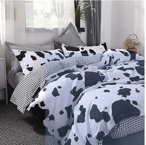 Indie Style Bedroom, Aesthetic Cow Print, Aesthetic Cow, Cow Print Design, Kids Comforters, Indie Style, White Cow, Style Bedroom, Bed Sets