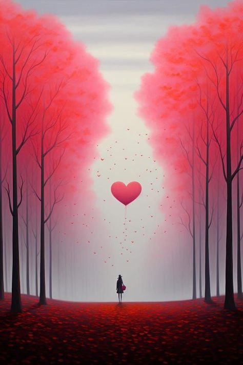 Emotional Resilience, Pink Trees, St Valentin, Girly Art, Human Experience, Natural Environment, Custom Canvas, Self Discovery, Young Woman