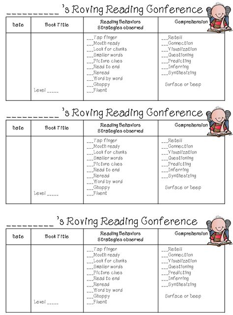 first grade reading conference form | Reading/Writing Roving Conferences Reading Conference Forms, Writing Conferences, Reading Assessment, Small Group Reading, Reading Street, Reading Specialist, Language Arts Lessons, 3rd Grade Reading, Independent Reading