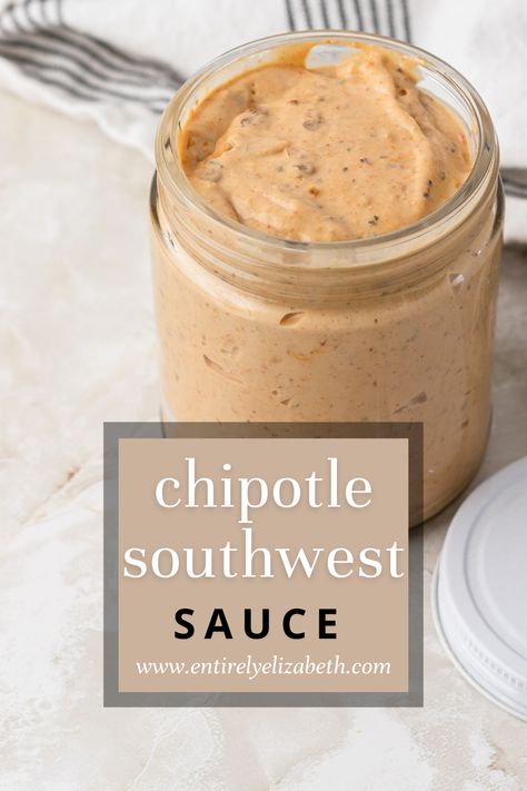 This Chipotle Southwest Sauce is ultra creamy with a kick of spice. It is easy to make and has simple, no fuss ingredients. Just throw it into a blender and your new favorite sauce is ready. Put it on tacos, burgers, or dip your fries in it. Southwest Burger Sauce, Chipotle Dipping Sauce Recipe, Easy Chipotle Sauce, Recipes After Gallbladder Removal, Chicken Burger Sauce, Baking Recipes Breakfast, Recipes Black People, Chicken Sandwich Sauce, Chipotle Southwest Sauce